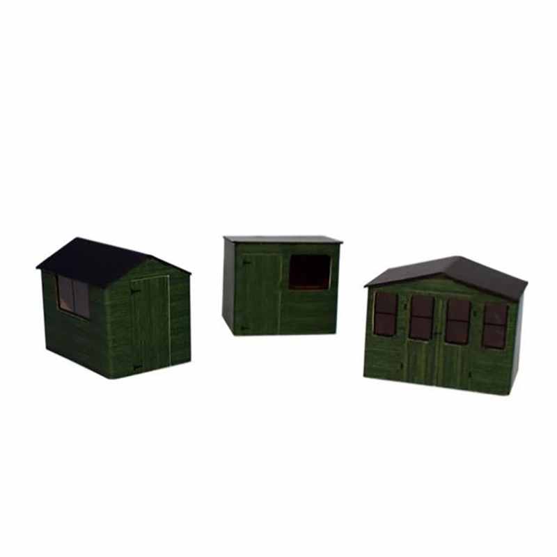 ATD Models OO Gauge Sheds Green (3) Card Kit